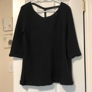 Saks black sweater with leather back detail size medium